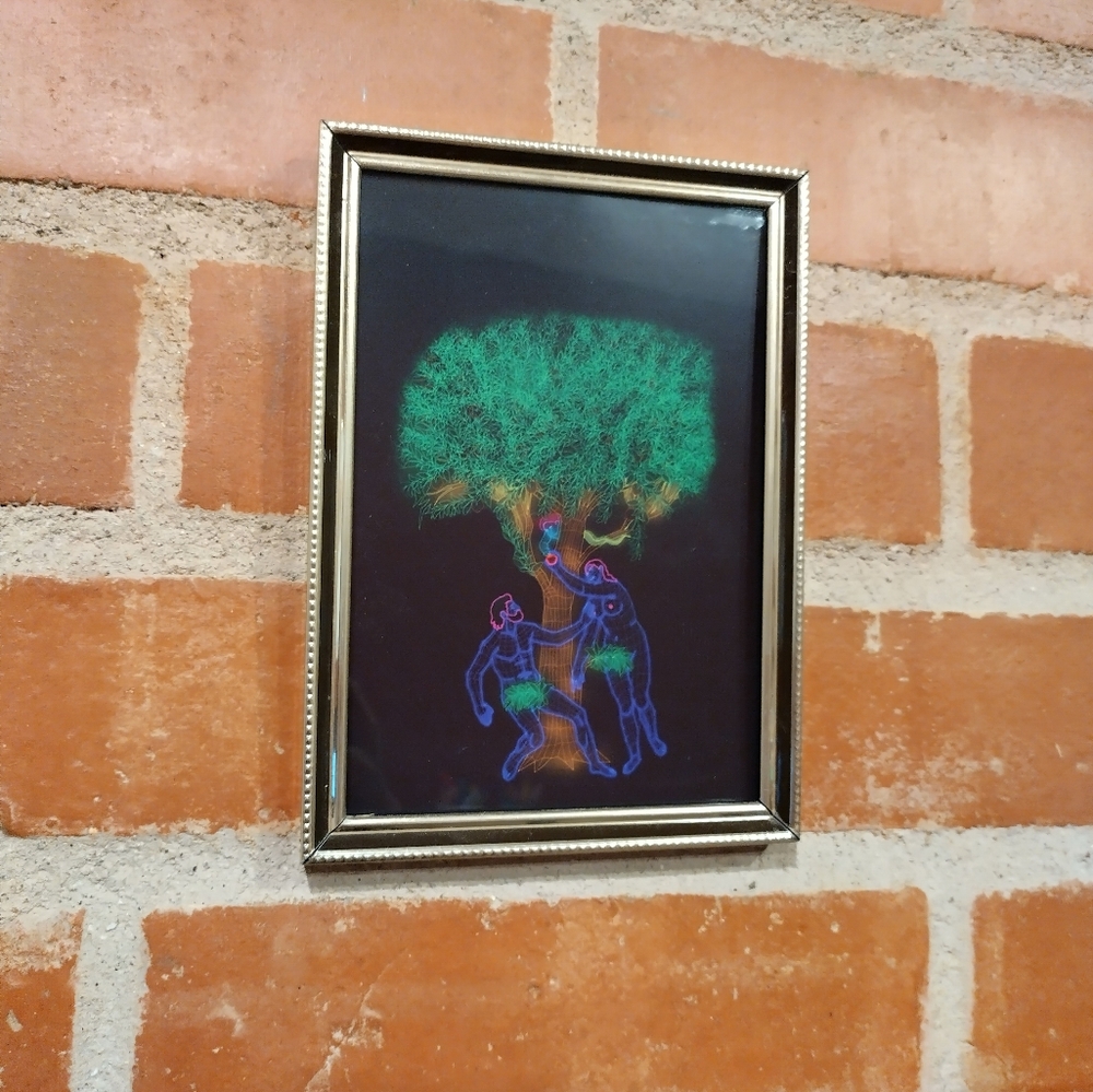 Neon Adam And Eve In Garden Of Eden Framed Art Print